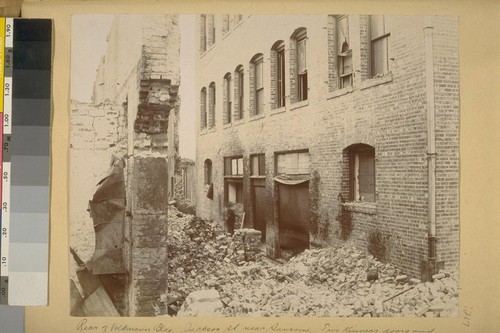 Rear of Volkmann Bldg., Jackson St. near Sansome. Two Kinnear doors and wire glass