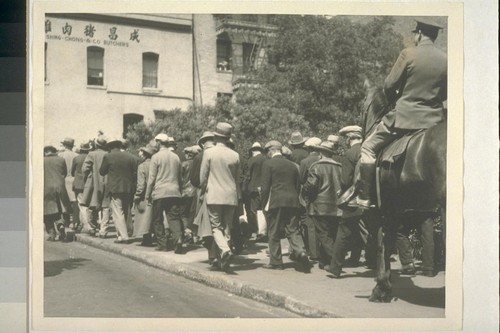 Police keep Mooney crowd on move. San Francisco, California. Thomas J. Mooney was convicted of murder in connection with the