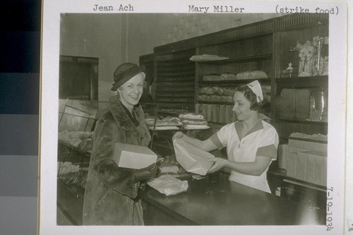 Jean Ach, Mary Miller (strike food) 7-19-1934