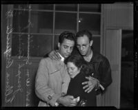 William Spinelli Jr., Joseph Spinelli, and Helen Angiuli embrace, Los Angeles, 1938