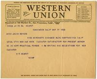 Telegram from William Randolph Hearst to Julia Morgan, May 27, 1930