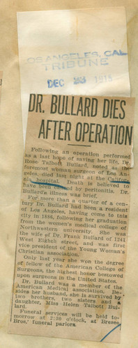 Dr. Bullard dies after operation