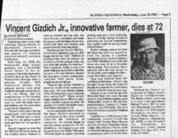 Vicent Gizdich Jr., innovative farmer, dies at 72