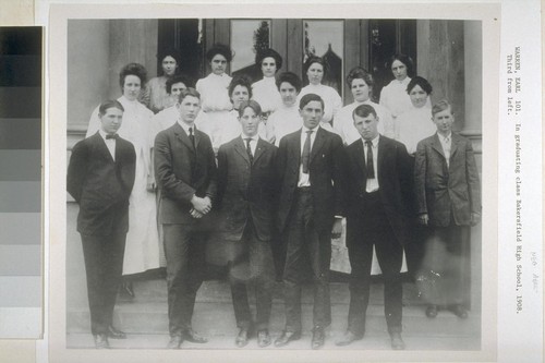 [Earl Warren, third from left] in graduating class Bakersfield High School