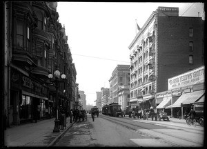 View of Main Street between Third Street and Fourth Street in Los Angeles showing the Good Fellows Grotto, ca.1918