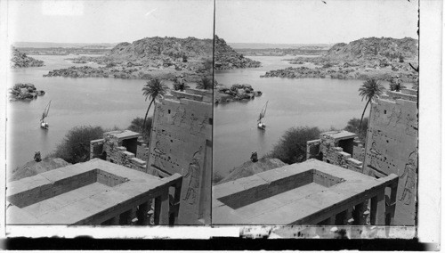 The Great Assuan Dam, N. W. from the first pylon of the Philae Temple, Egypt