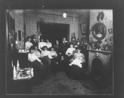 Unidentified family in their living room, Petaluma, California, about 1898