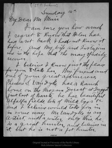 Letter from [Theodore P. Lukens ?] to John Muir, [ca. 1907]