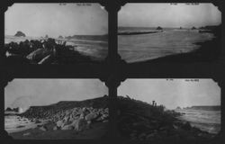 Construction of the jetty at the mouth of the Russian River at Jenner, January 10, 1932