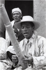 Player of valiha, in Madagascar