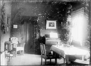 Living room of the mission house, Wudee, Tanzania, ca. 1911-1914