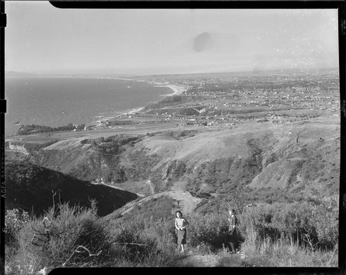 View of Pacific Palisades and coast from Miramar Estates, Pacific Palisades, 1944