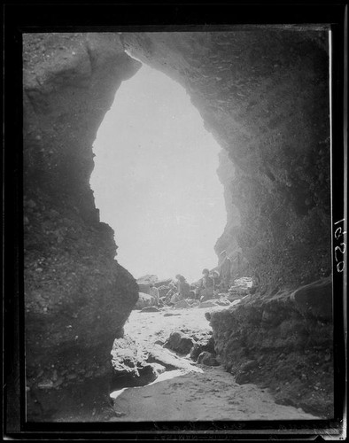 Picnic at Laguna Beach, photographed from interior of cave, Laguna Beach, 1925