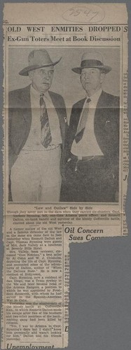 Photograph of newspaper article, "Old West Enmities Dropped," 1931