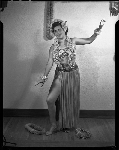 Young dancing in Hawaiian-style costume, 1951