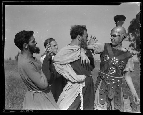 Actors from the Sunday Players radio show performing a scene from the New Testament, circa 1935