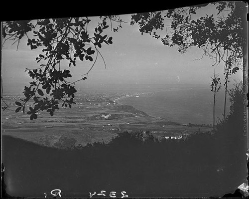 Birdseye view towards Santa Monica Bay from the Miramar Estates housing development, Pacific Palisades, 1927