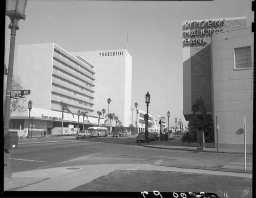 Street scene at Wilshire Boulevard and Curson Avenue, Los Angeles, 1949