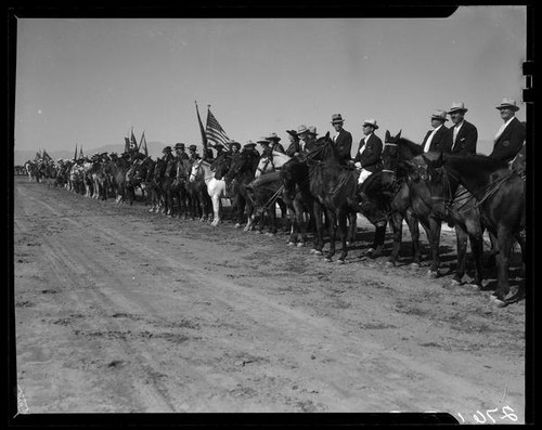 Equestrians at the Palm Springs Field Club during the Desert Circus Rodeo, Palm Springs, 1938