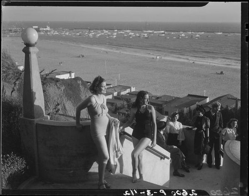 Young people on Palisades Park stairs, Santa Monica, [1928?]