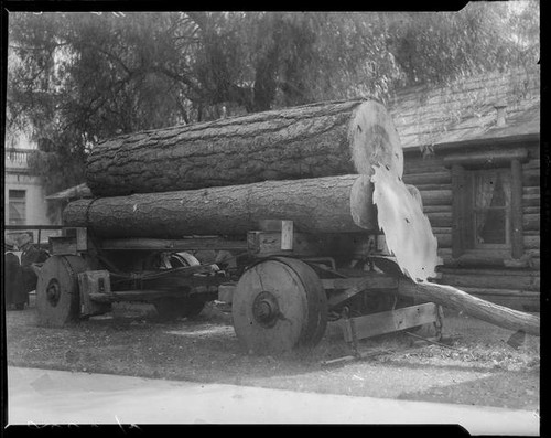 Logs and logging equipment, San Bernardino, 1926 or 1928