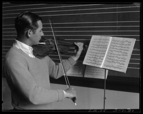 Violin student at Los Angeles City College, Los Angeles, 1931