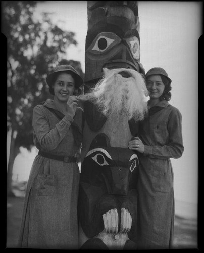 Girl Scouts and totem pole, 1928-1947