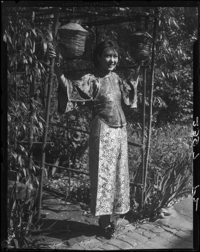 Olive Young in the garden of the Otis Art Institute, Los Angeles, 1928