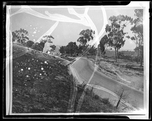 Road under construction in Huntington Palisades, Pacific Palisades, 1929