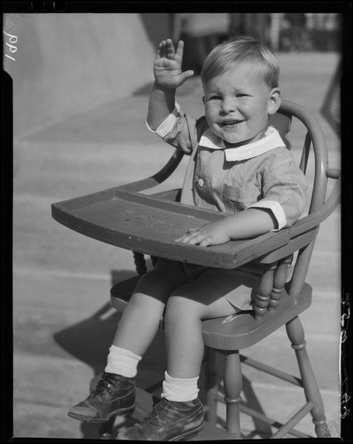 Child in highchair, Los Angeles, 1935