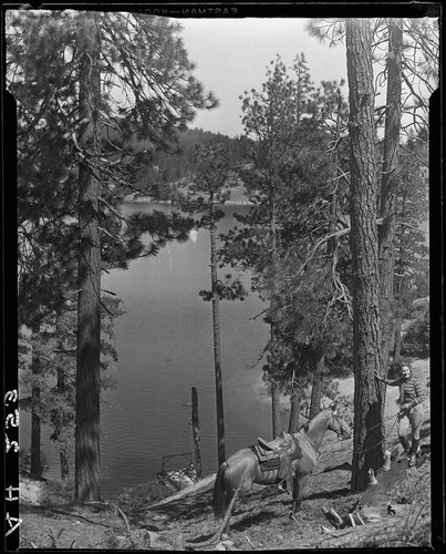 Sally Phipps and horse, Lake Arrowhead, 1929