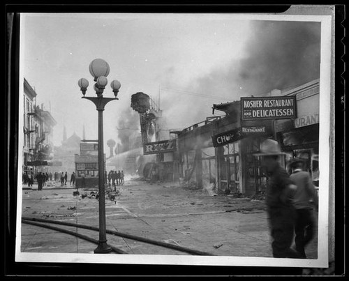 Fire, Ocean Park Pier and Lick Pier, Santa Monica and Venice, 1924