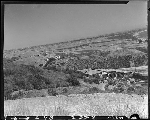 Birdseye view towards the Miramar Estates housing development, Pacific Palisades, 1929