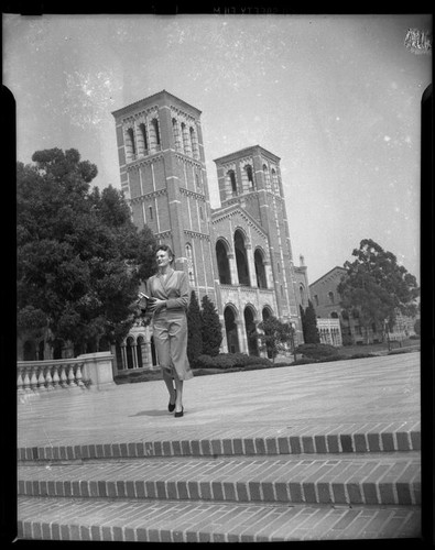 Miriam Braun, on the Janss steps at UCLA, Los Angeles, 1949