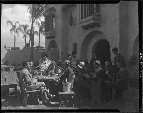 Guests at outdoor tables, Hotel Playa de Ensenada, Ensenada, 1931