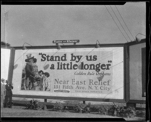 Billboard advertising Near East Relief, Los Angeles, 1927