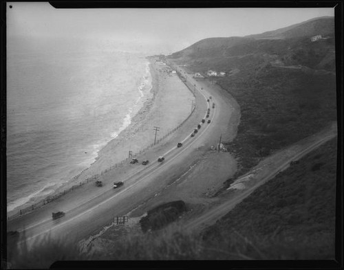 Aerial coastline view of the Rancho Malibu la Costa development area, Malibu, circa 1927