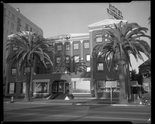 Facade of the Windemere Hotel after renovation, Santa Monica, [1955]