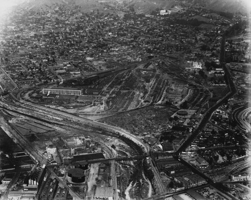 Aerial view of Los Angeles with river