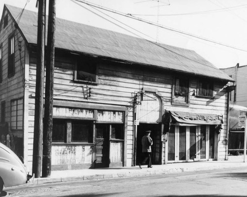 Shuttered storefront building