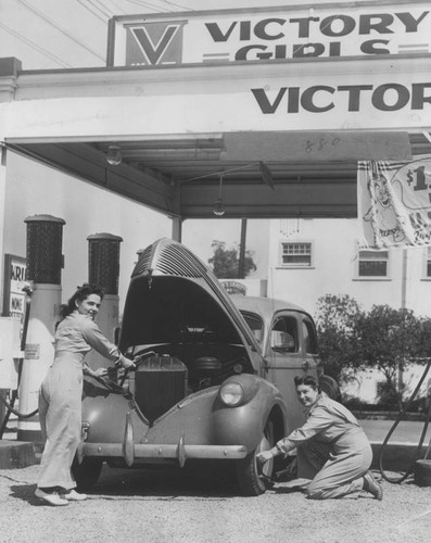 Female gas station workers