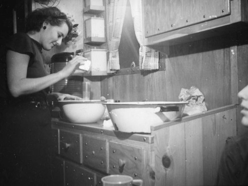 Ethel Schultheis makes dinner in a Palm Springs trailer