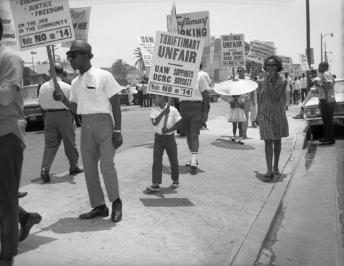 Demonstrators outside the Thriftimart