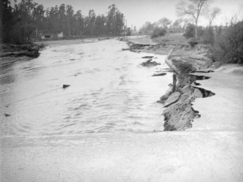 L.A. River flooding, destroyed road in Studio City