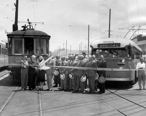 Ceremony inaugurating L.A.'s trackless trolley