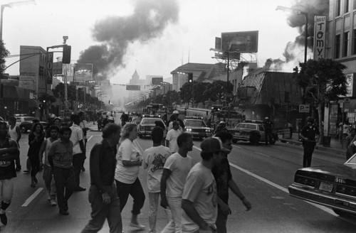 Stores burning during 1992 L.A. riots