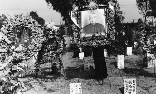 Cemetary with Chinese plaques