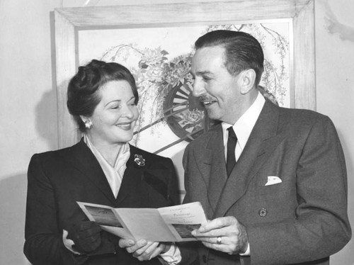 Walt Disney visits art display