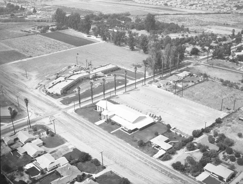 Restaurant and church, unidentified location