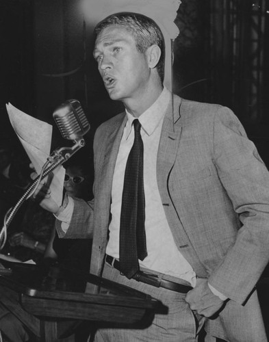 Actor Steve McQueen speaks at City Council public hearing